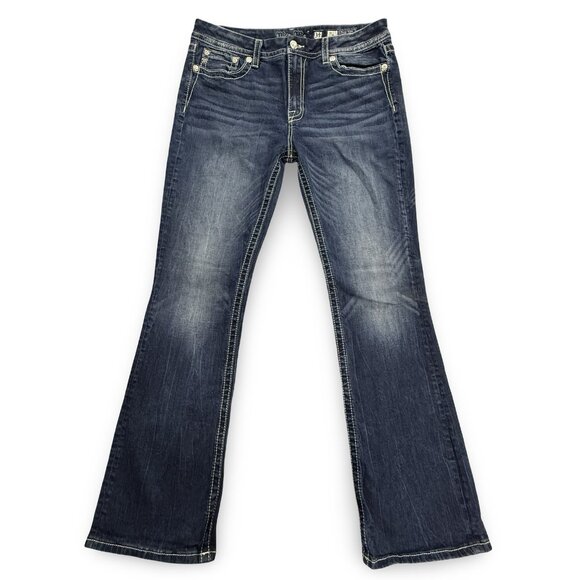 Miss Me Jeans Womens 34 Blue Mid Rise Easy Boot Boho Embroidered Dreamcatcher - Picture 2 of 13